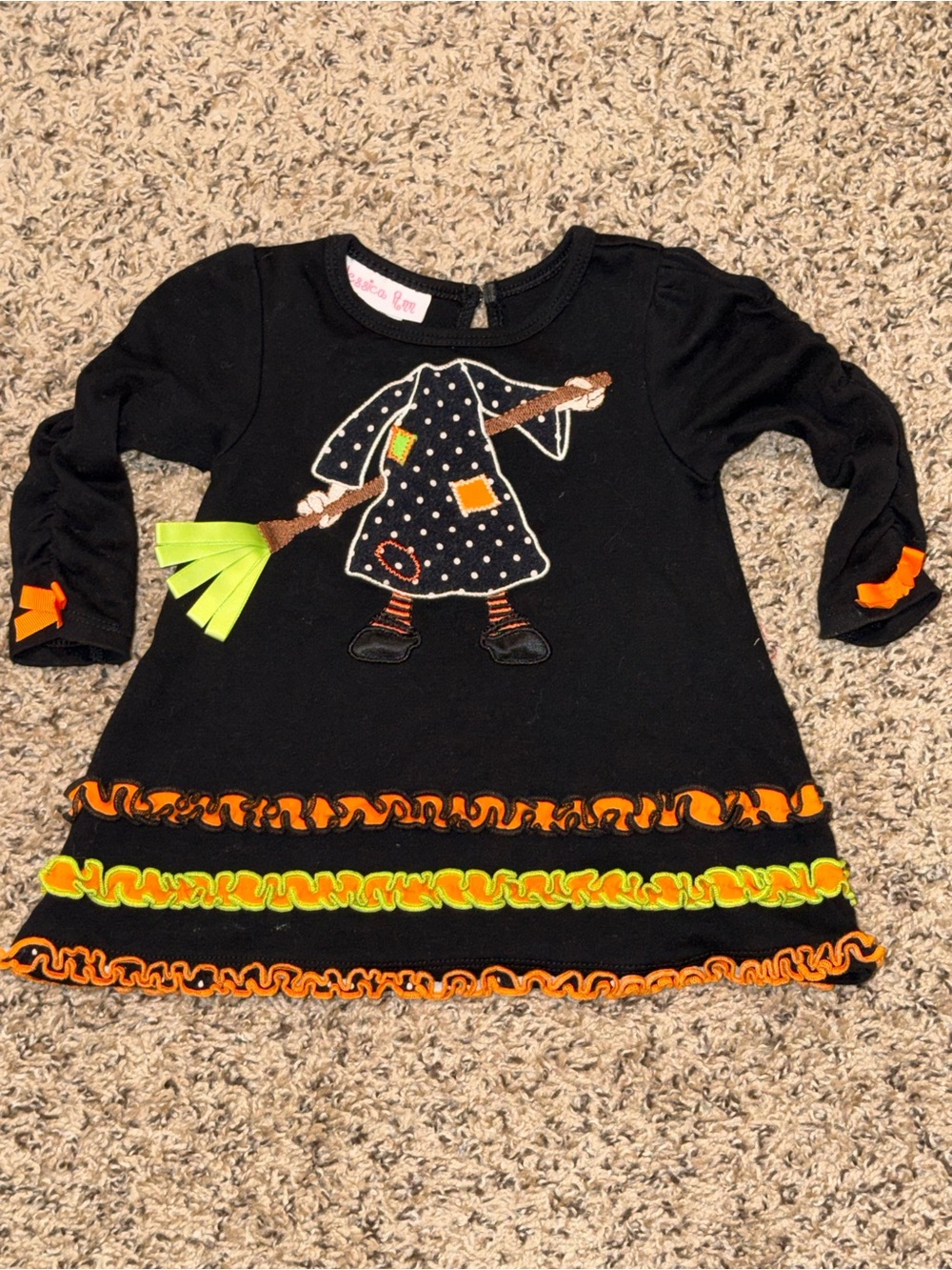 Jessica Ann Black Witch Dress with Orange & Lime Trim